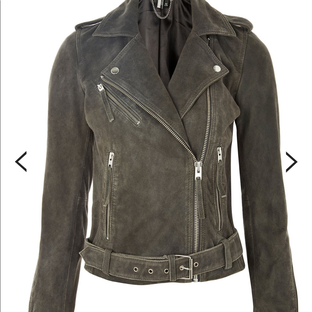 Topshop Suede Biker Jacket